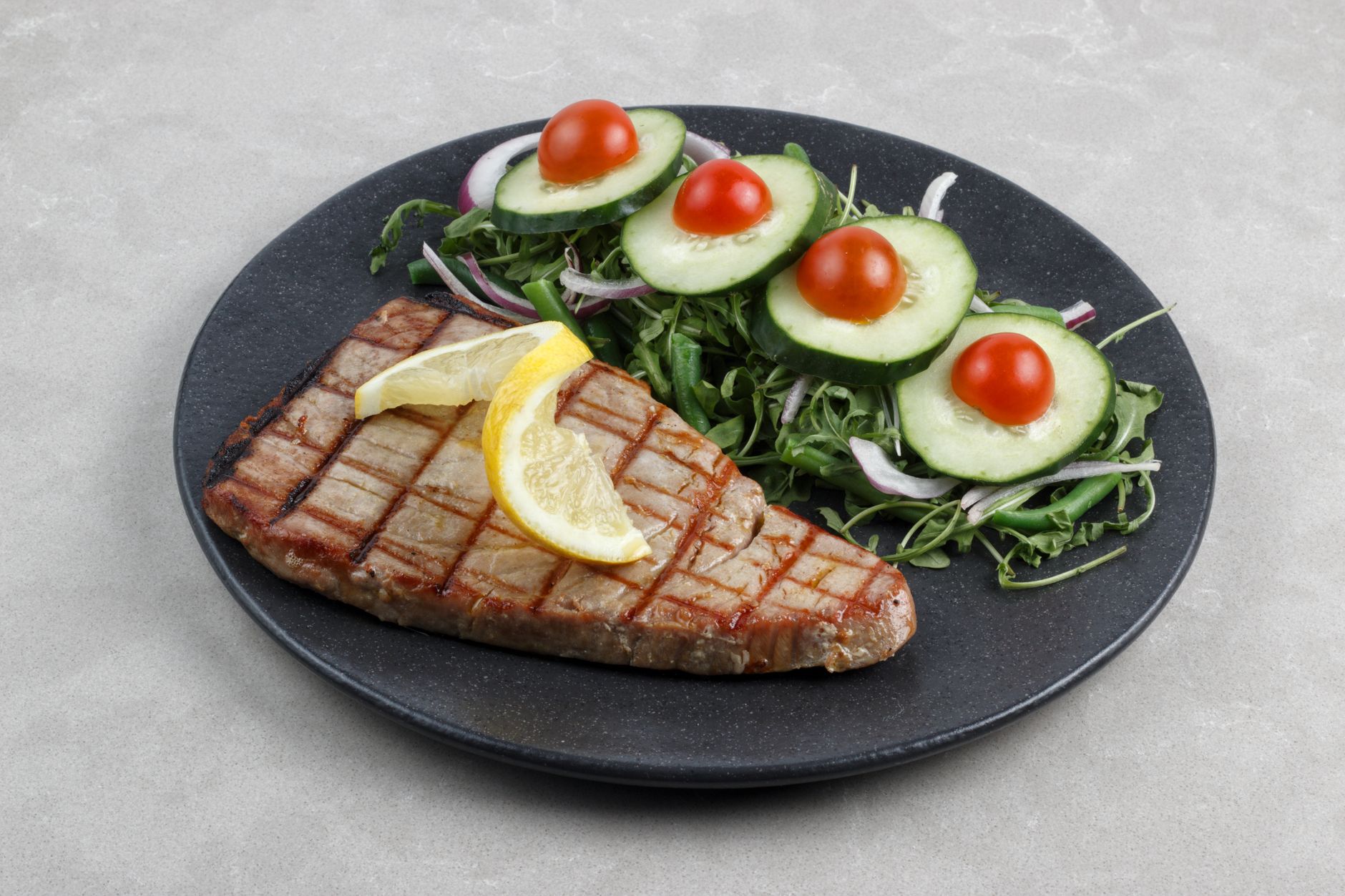 Grilled Swordfish with Lemon Capers & Fresh Salad