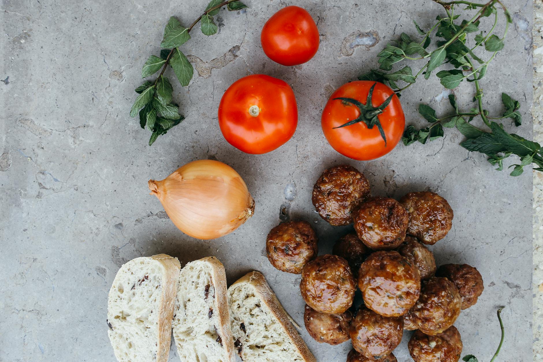 Herby Lamb Meatballs & Tomato Bread