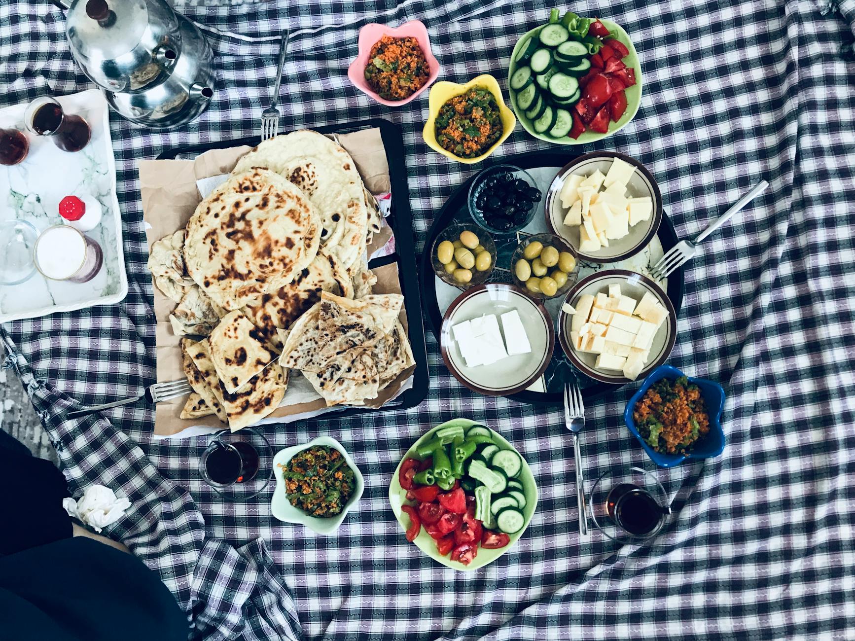Honey Msemen with Cheese & Veg Plate