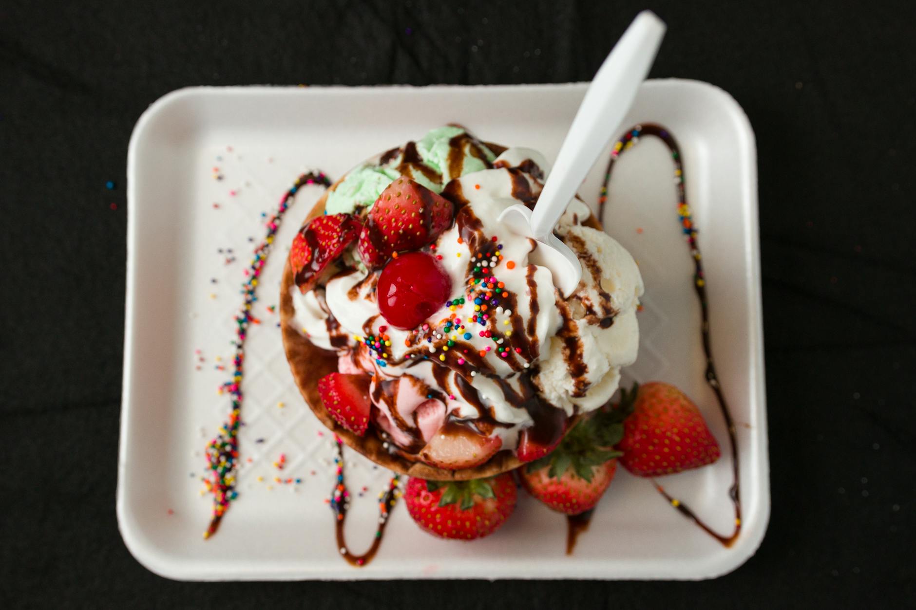 Hot Fudge Sundae with Crispy Waffle Bowl
