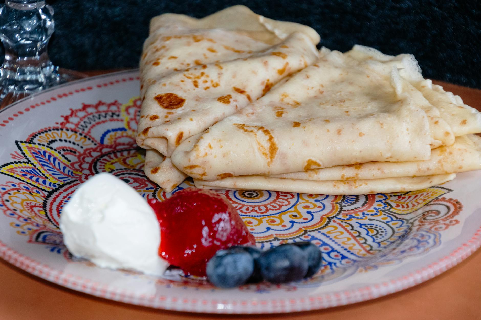 Jam-Filled Palatschinken with Berries & Cream