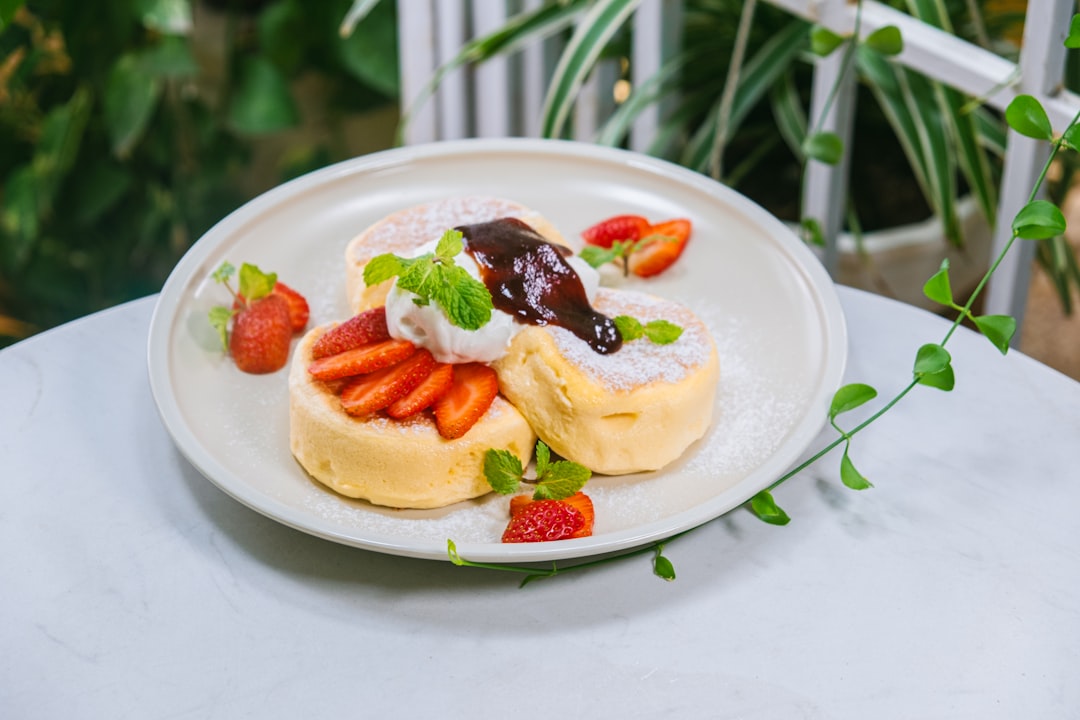 Jiggly Souffle Pancakes with Berries & Cream