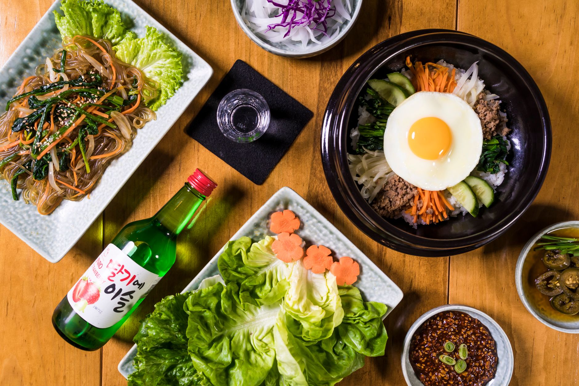 Korean Bibimbap Rice Bowl with Egg & Gochujang