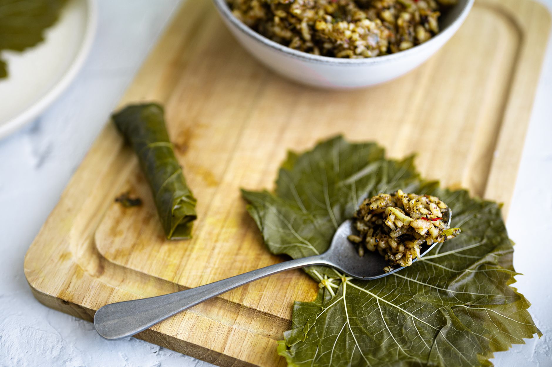 20-Min Lemon Grape Leaf Rolls with Rice