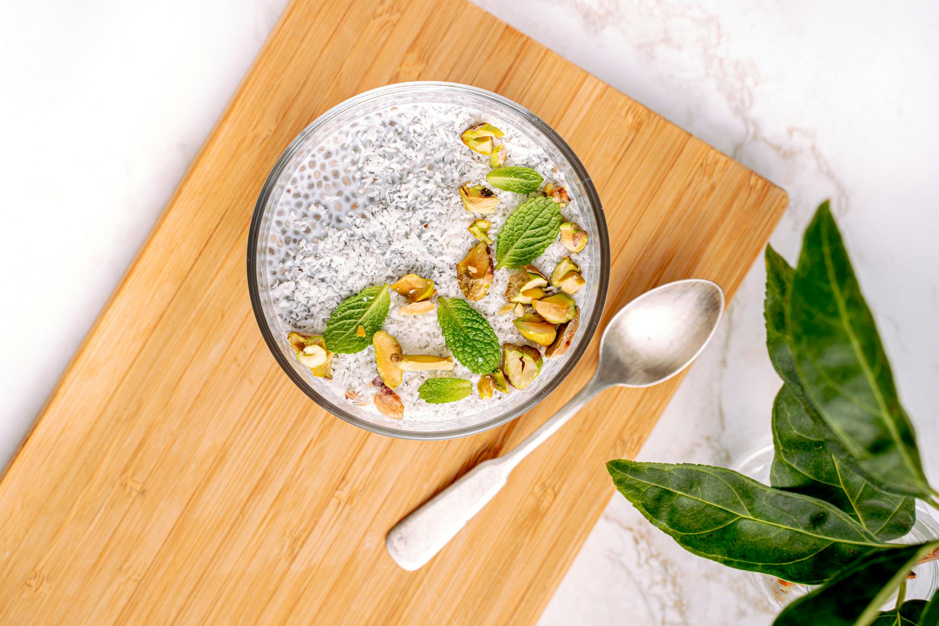 Matcha Coconut Chia Pudding with Pistachios