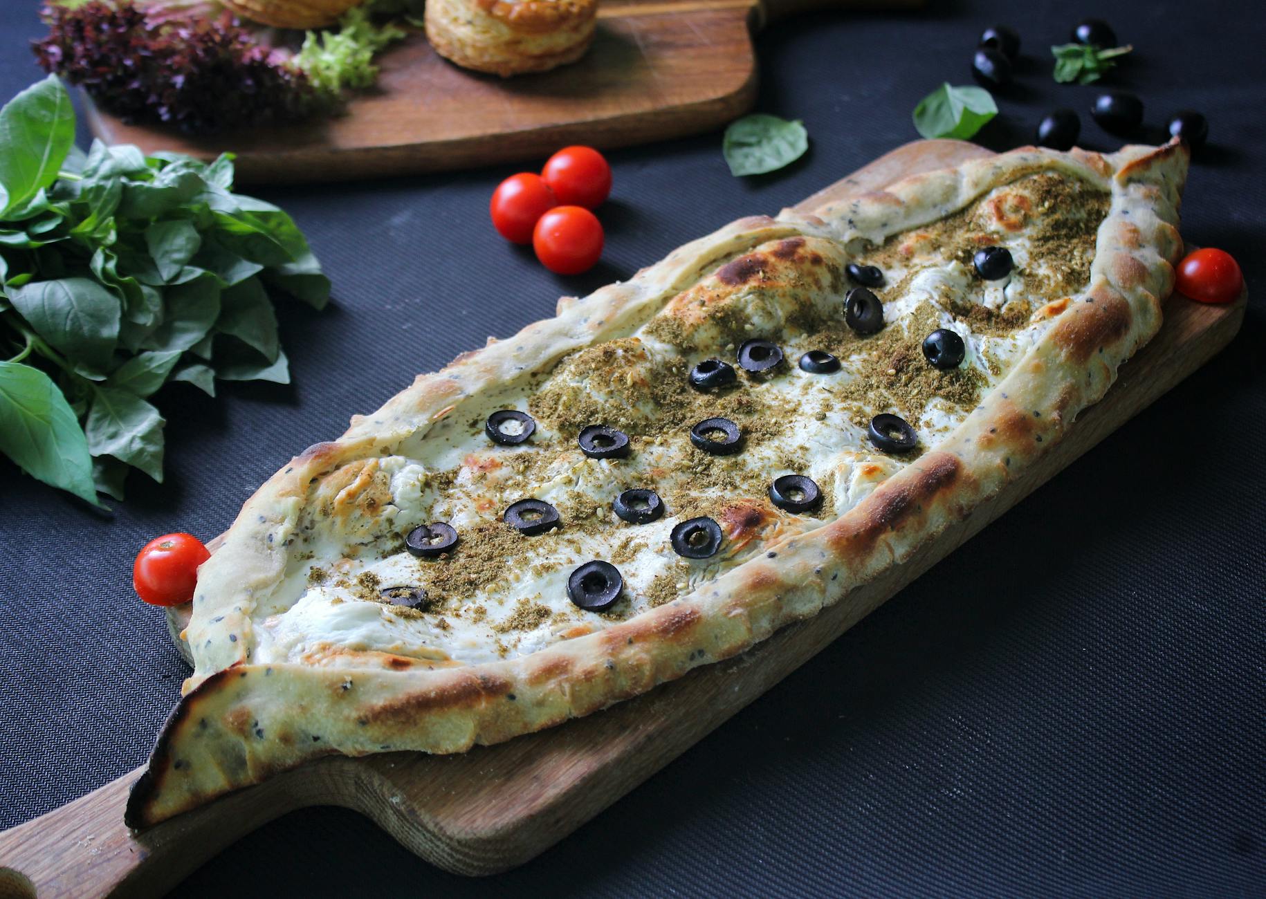 Mediterranean Flatbread with Tomatoes and Herbs