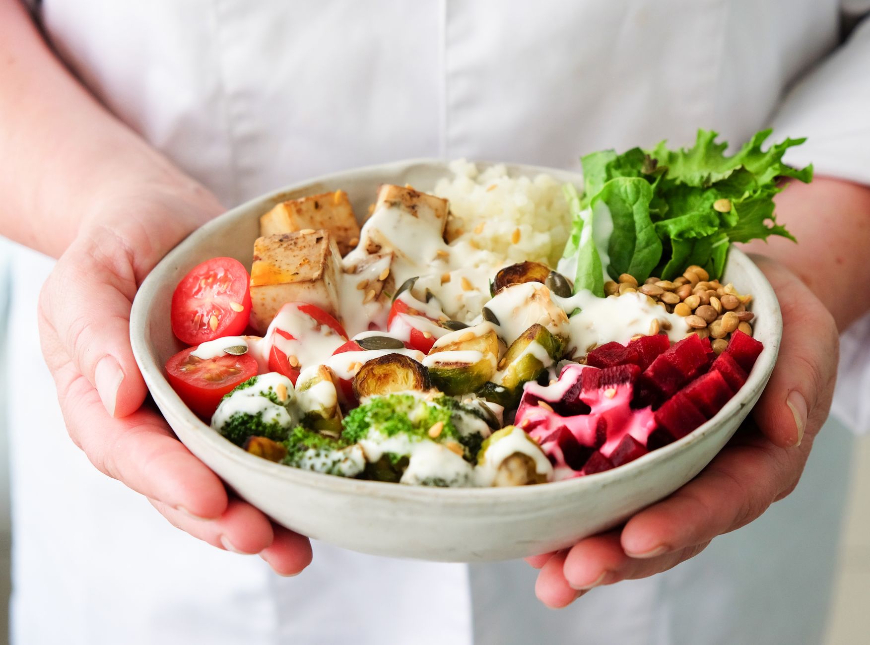 Mediterranean Tofu & Lentil Buddha Bowl