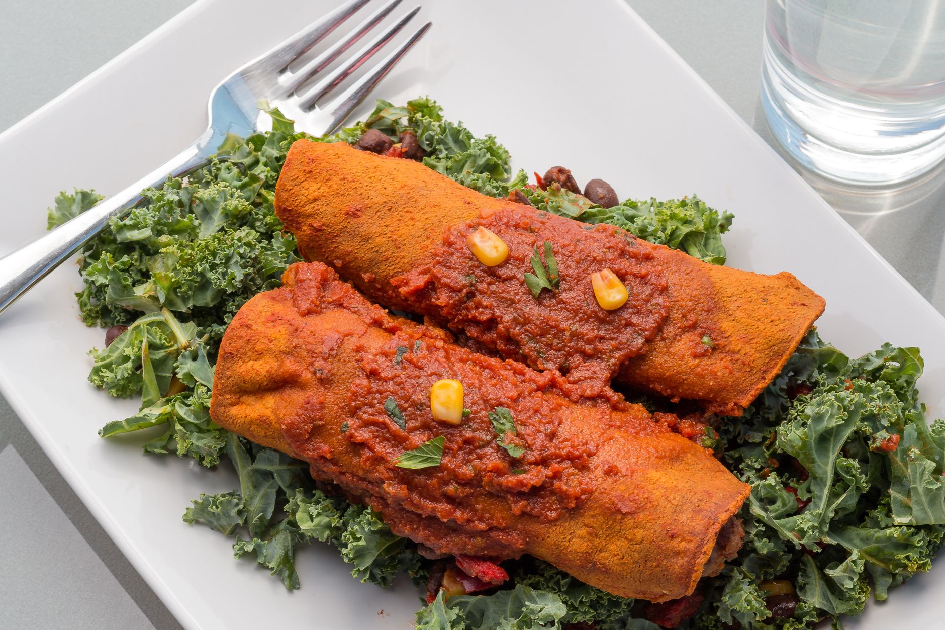 25-Min Mole Enchiladas with Crispy Kale
