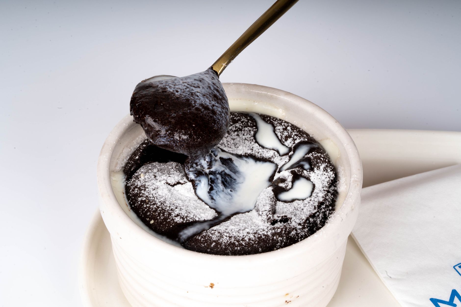 Molten Chocolate Mug Cake with Cream
