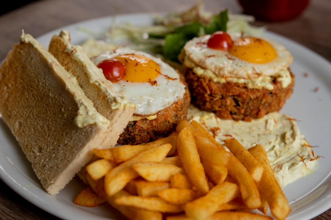 Pan-Fried Leberkäse with Eggs & Fries