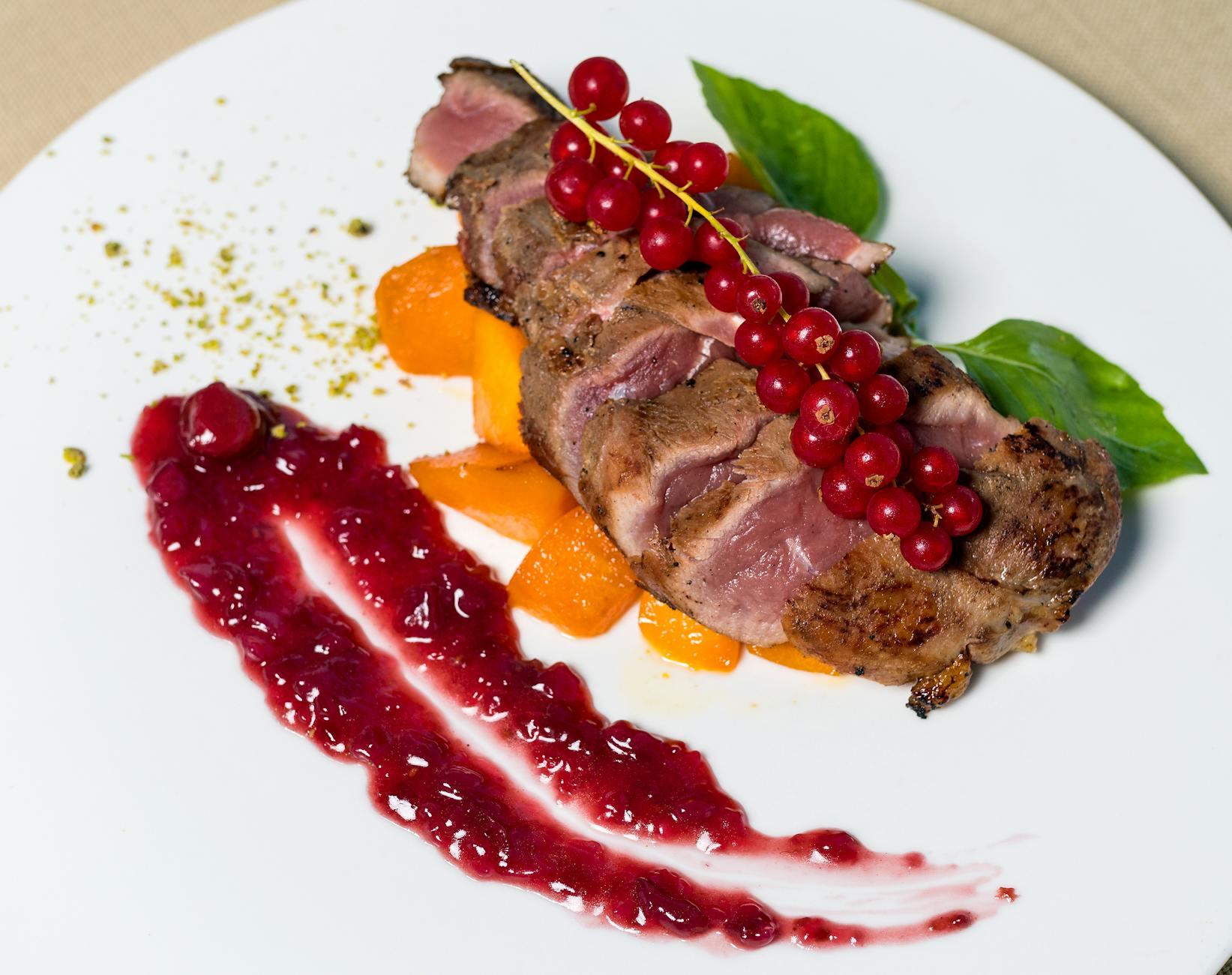Pan-Seared Duck with Cranberry & Roasted Squash