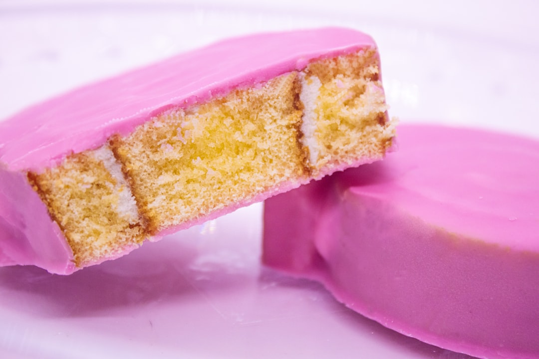 Pink Rum Cake Cubes with Glaze