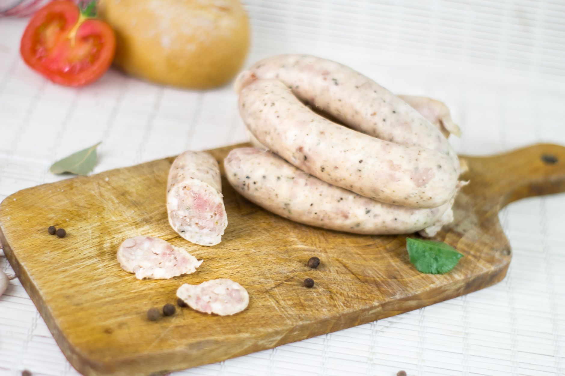 Polish White Sausage with Crusty Bread & Tomato
