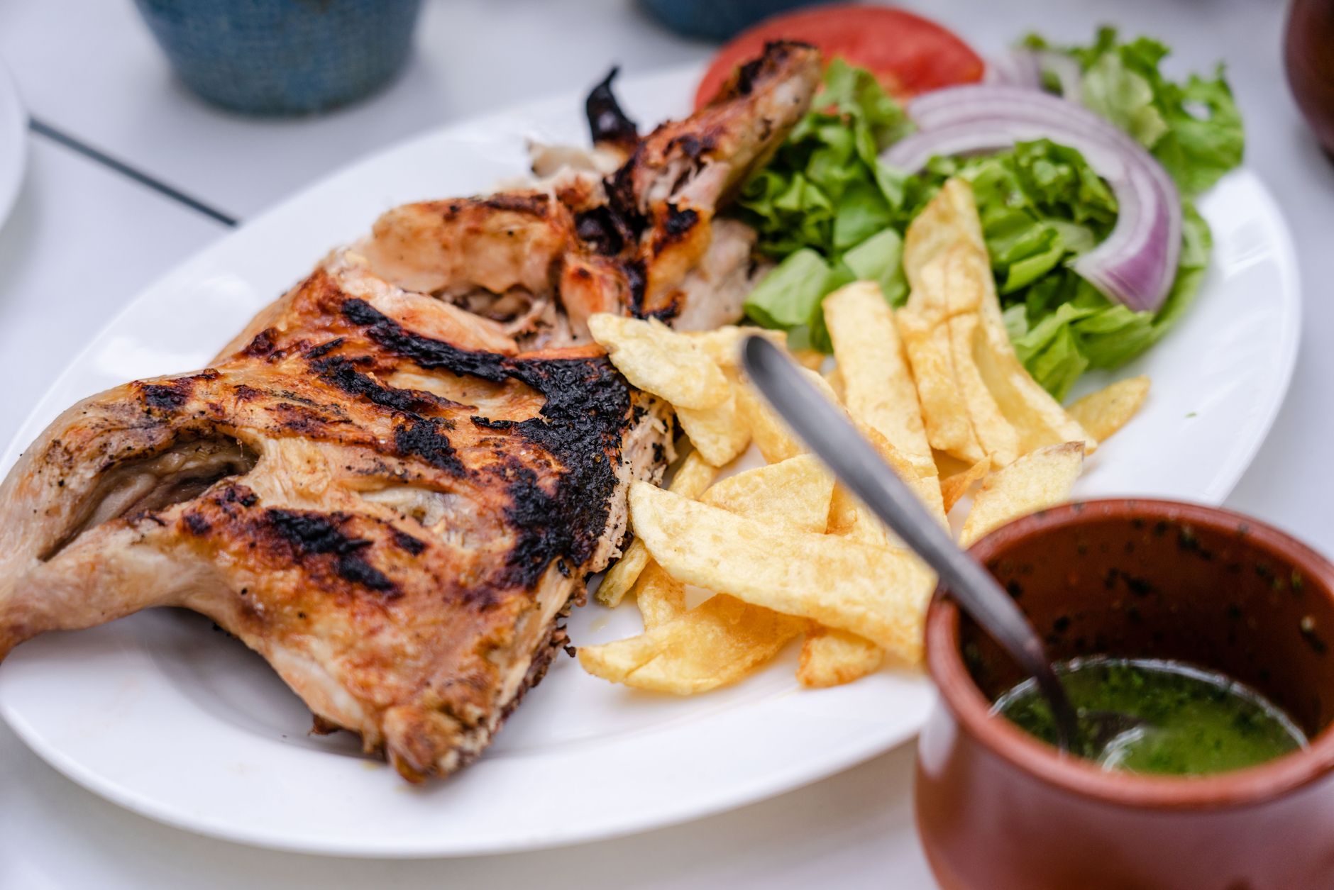 Pollo a la Plancha — Mojo Chicken with Crispy Fries