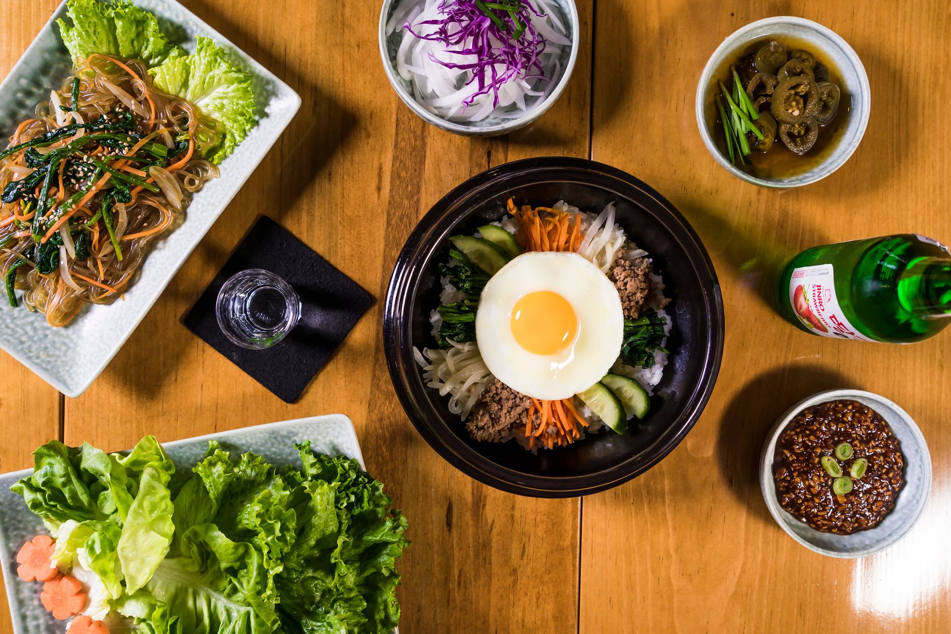 Quick Bibimbap Bowl with Crispy Eggs