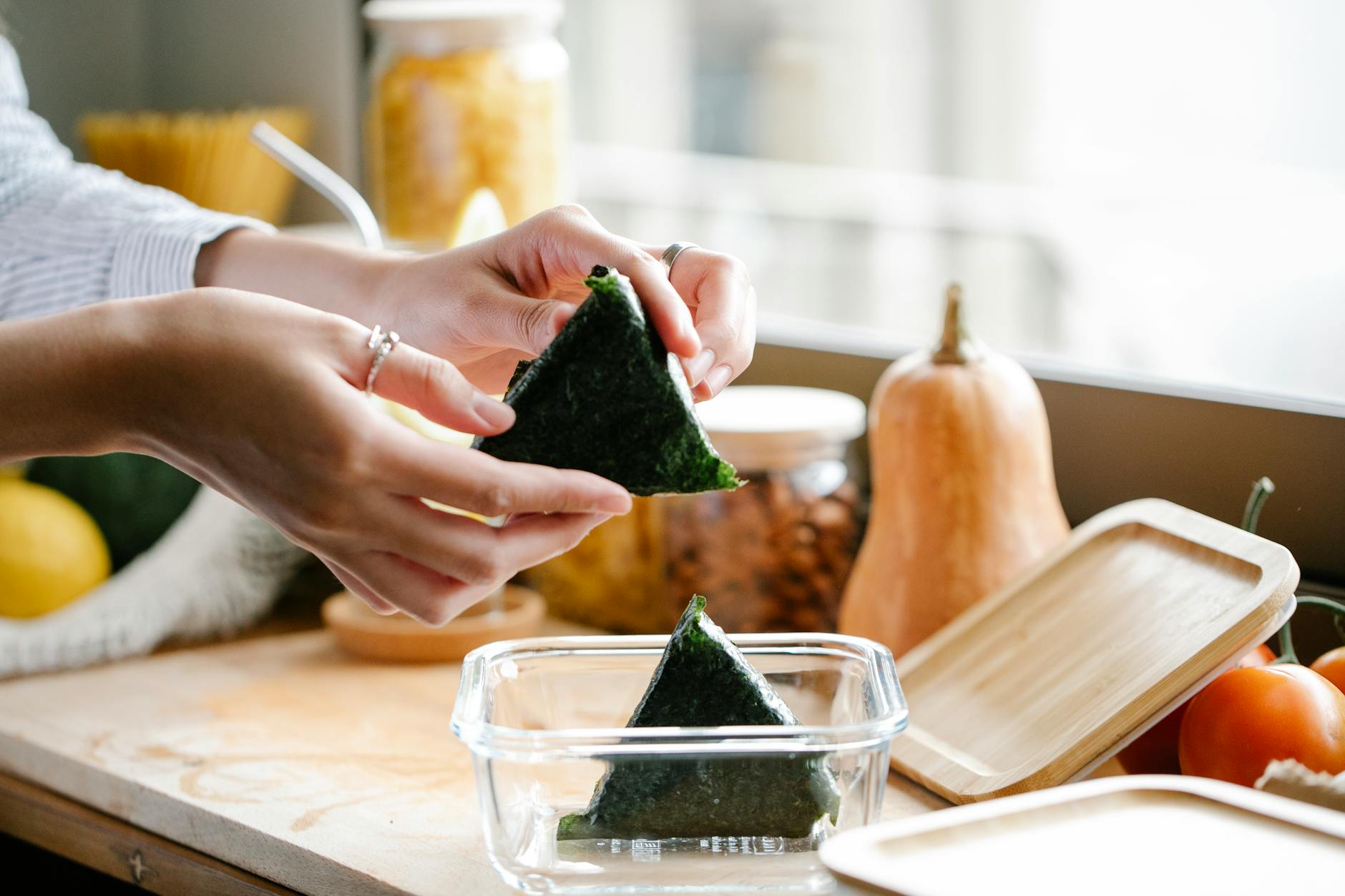 Roasted Veggie Onigiri with Lemon & Nori