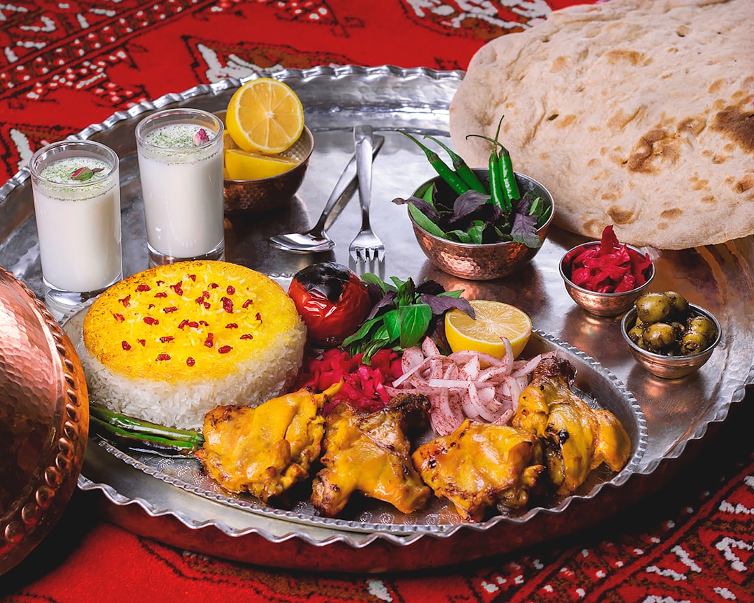 Saffron Joojeh Kabab with Rice & Pickles