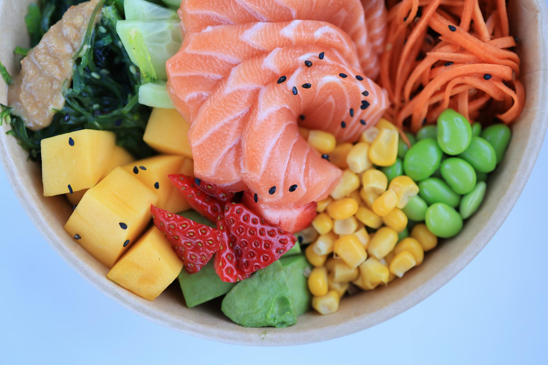 Salmon Poke Bowl with Rainbow Toppings