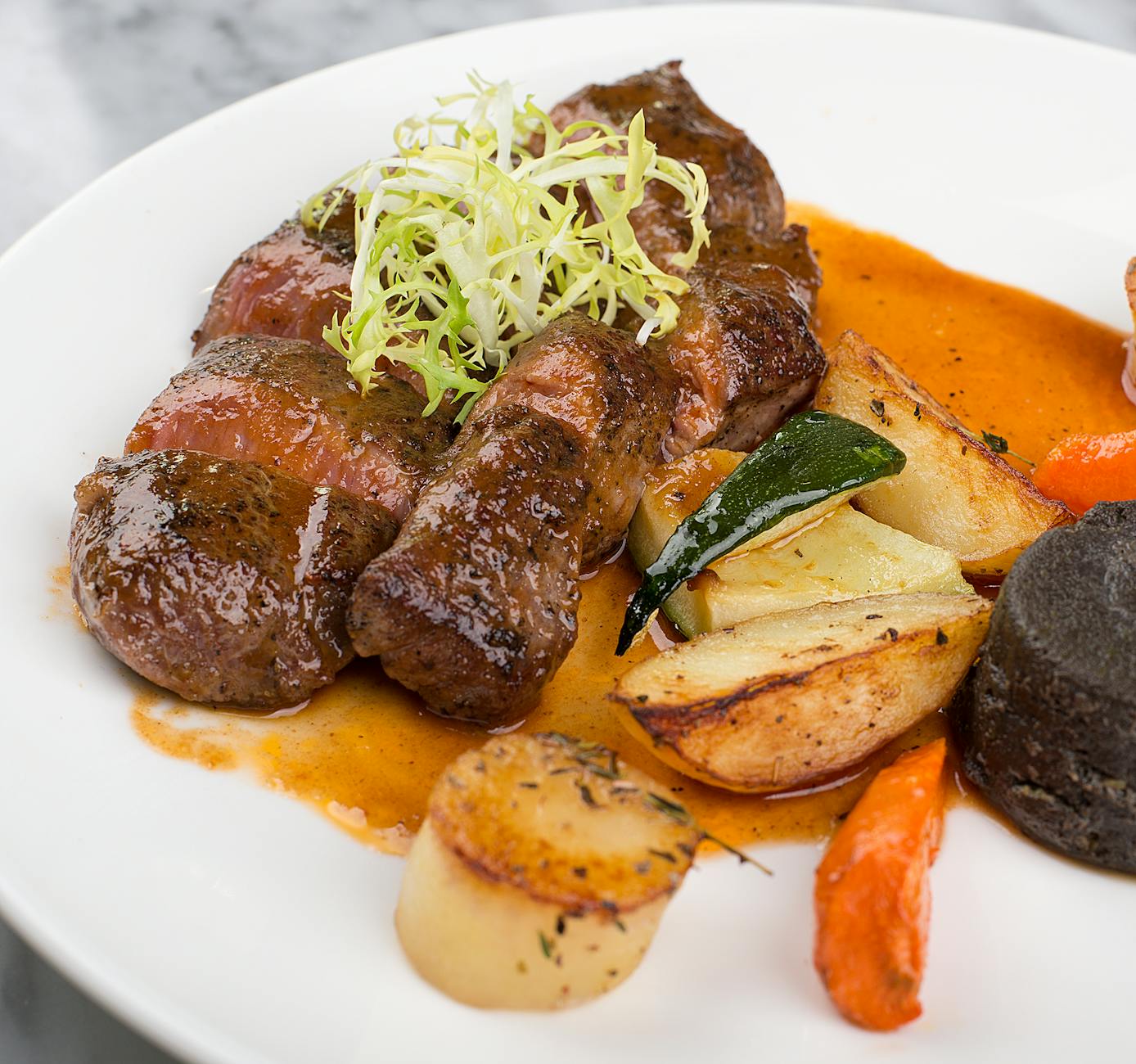 20-Min Sauerbraten with Roasted Roots
