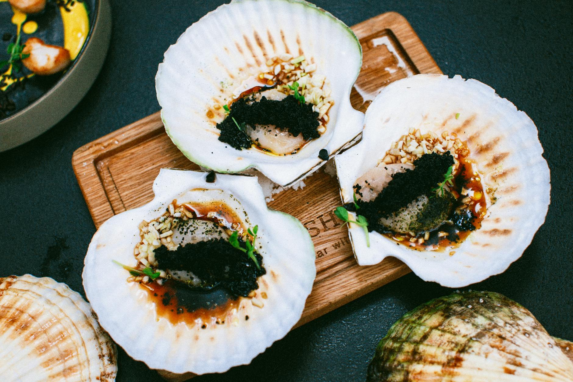 Seared Scallops with Brown Butter & Caviar