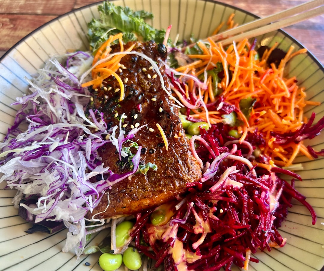 Sesame Slaw with Glazed Salmon & Edamame