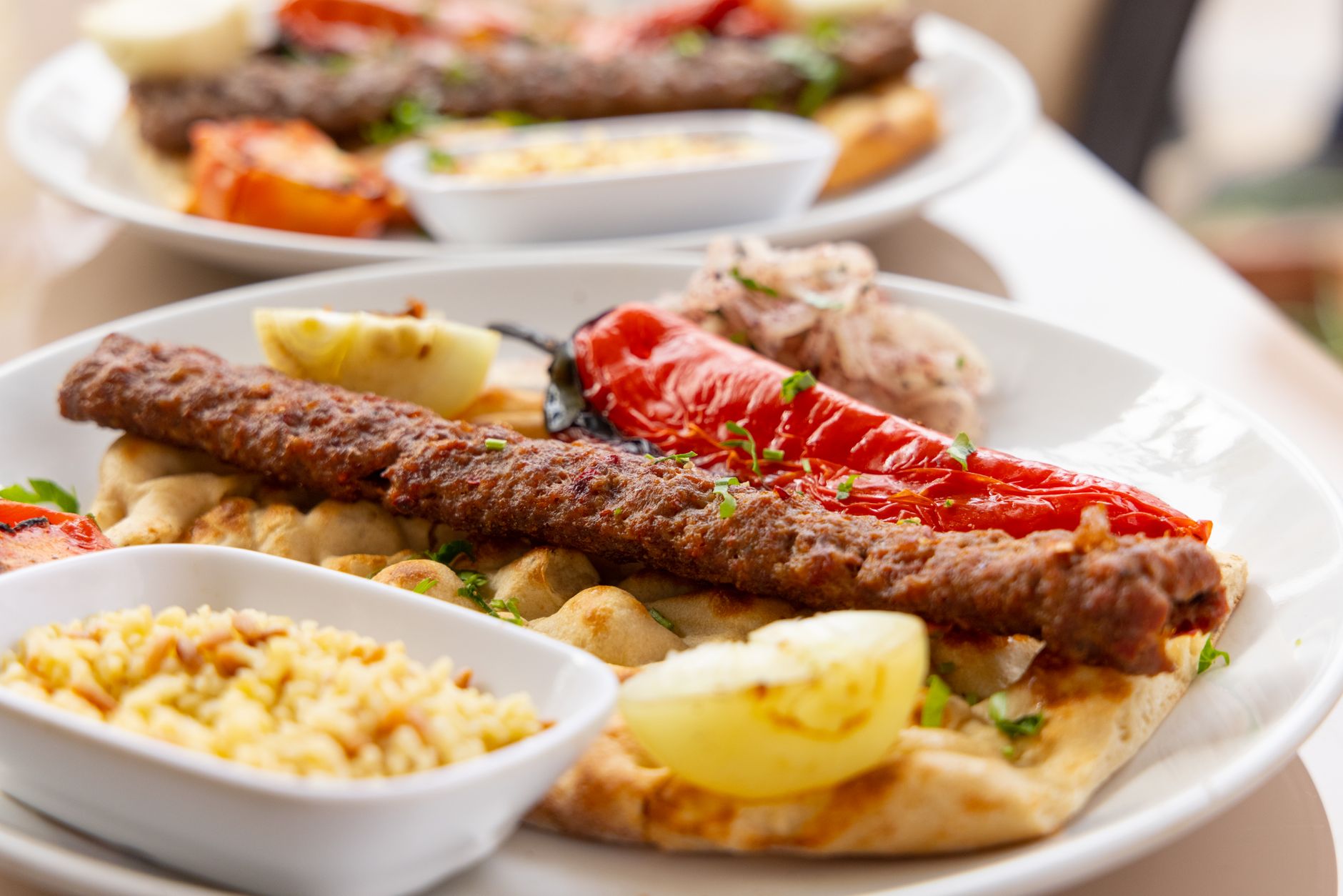 Sheet-Pan Beef Kofta with Grilled Veg & Rice