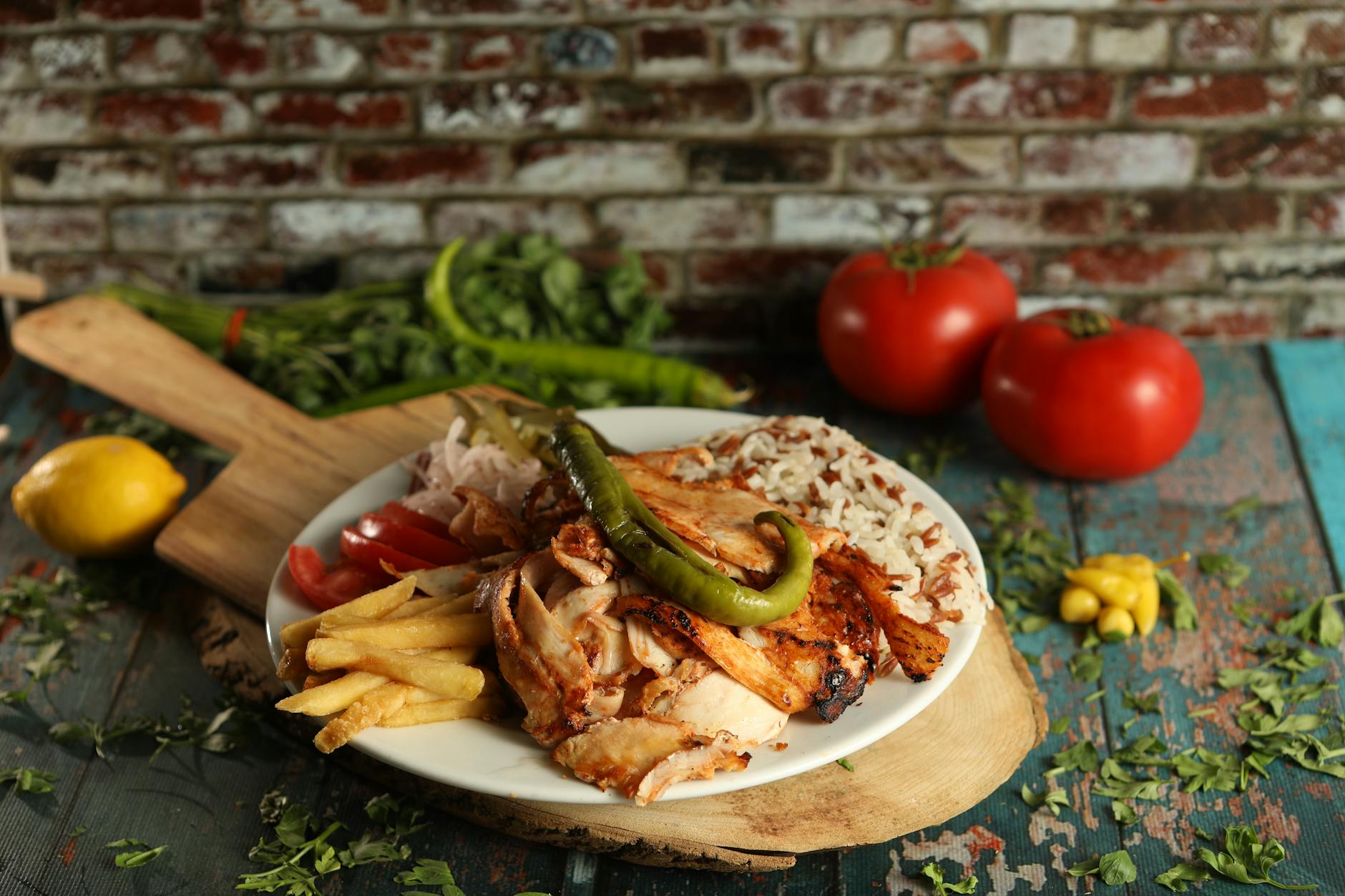 Sheet-Pan Chicken Doner with Rice & Fries