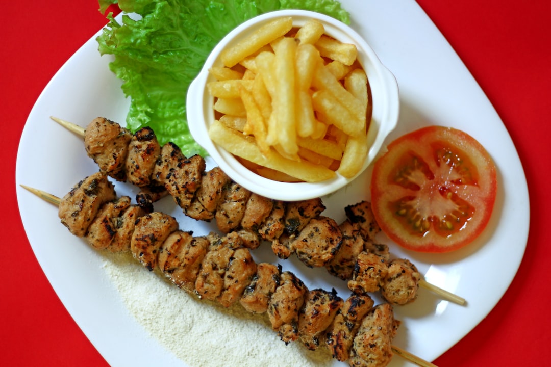 Sheet-Pan Chicken Shish Kebab with Crispy Fries