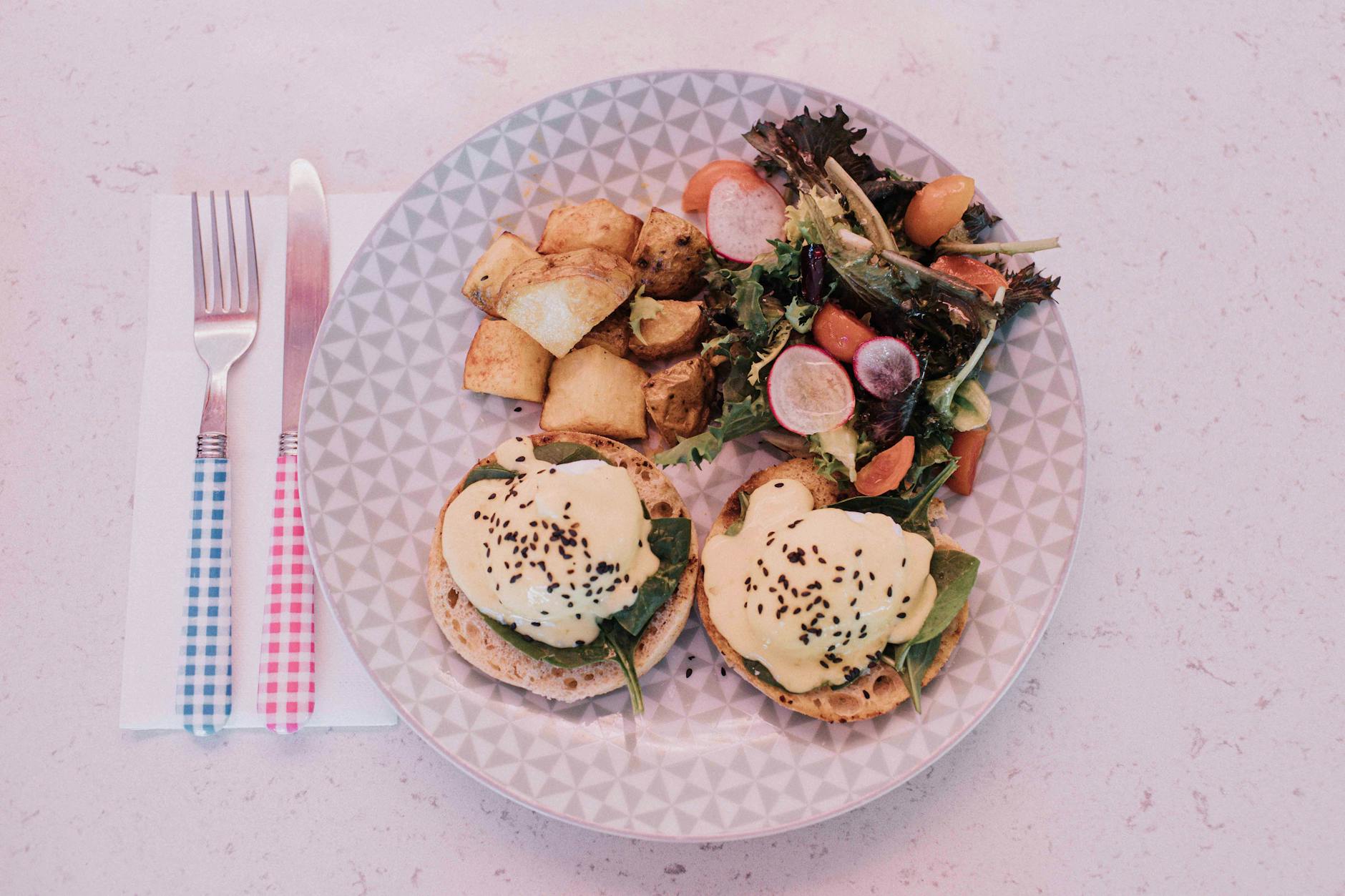 Sheet-Pan Eggs Benedict with Crispy Potatoes