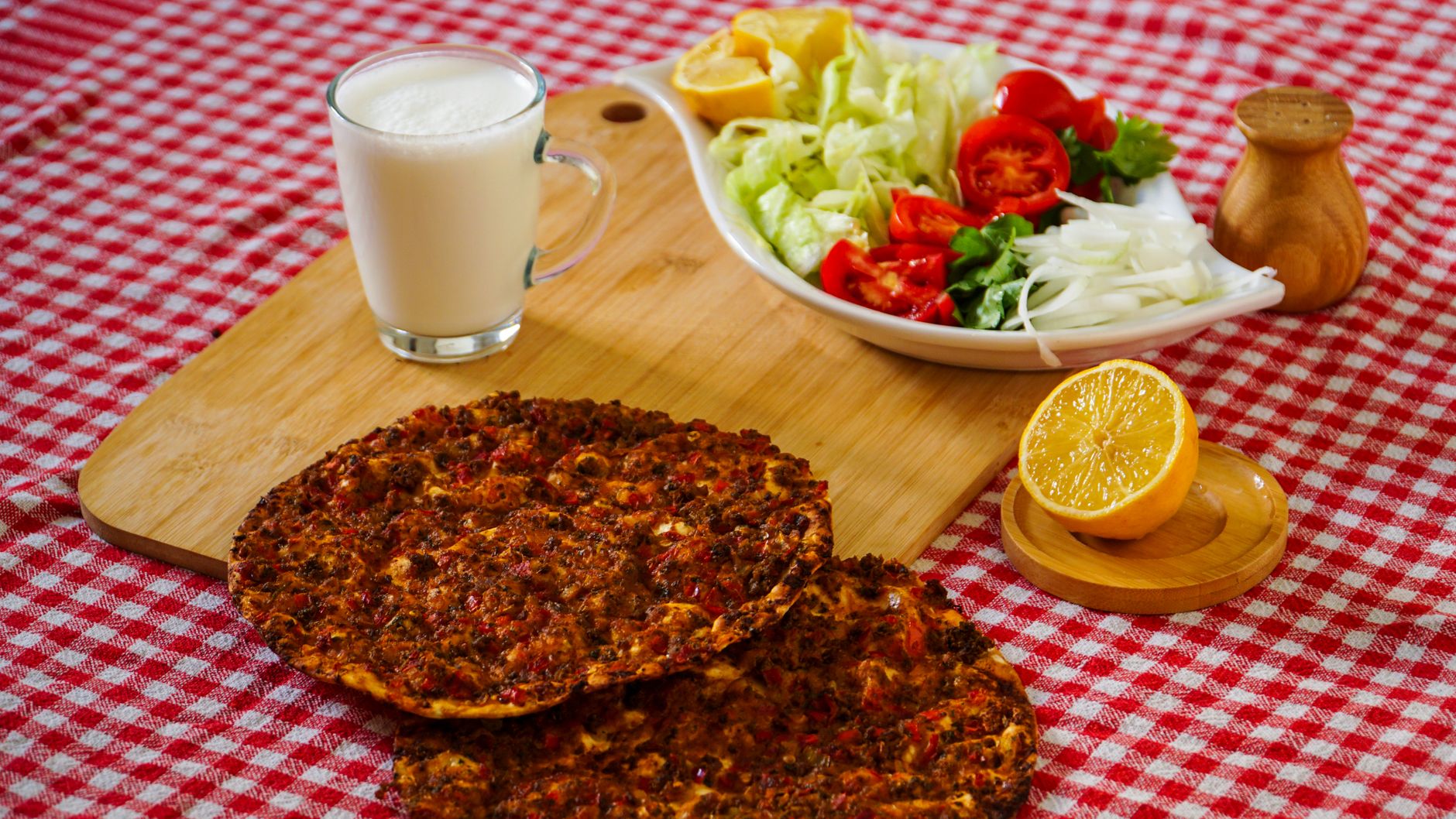 Sheet-Pan Lahmacun with Lemon & Ayran