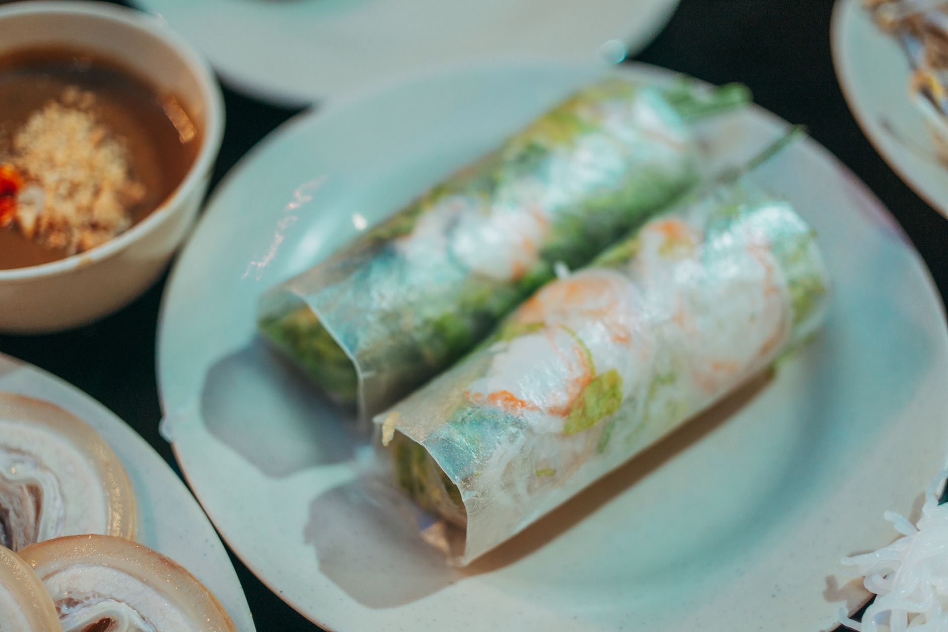 Shrimp & Pork Fresh Rolls with Peanut Sauce