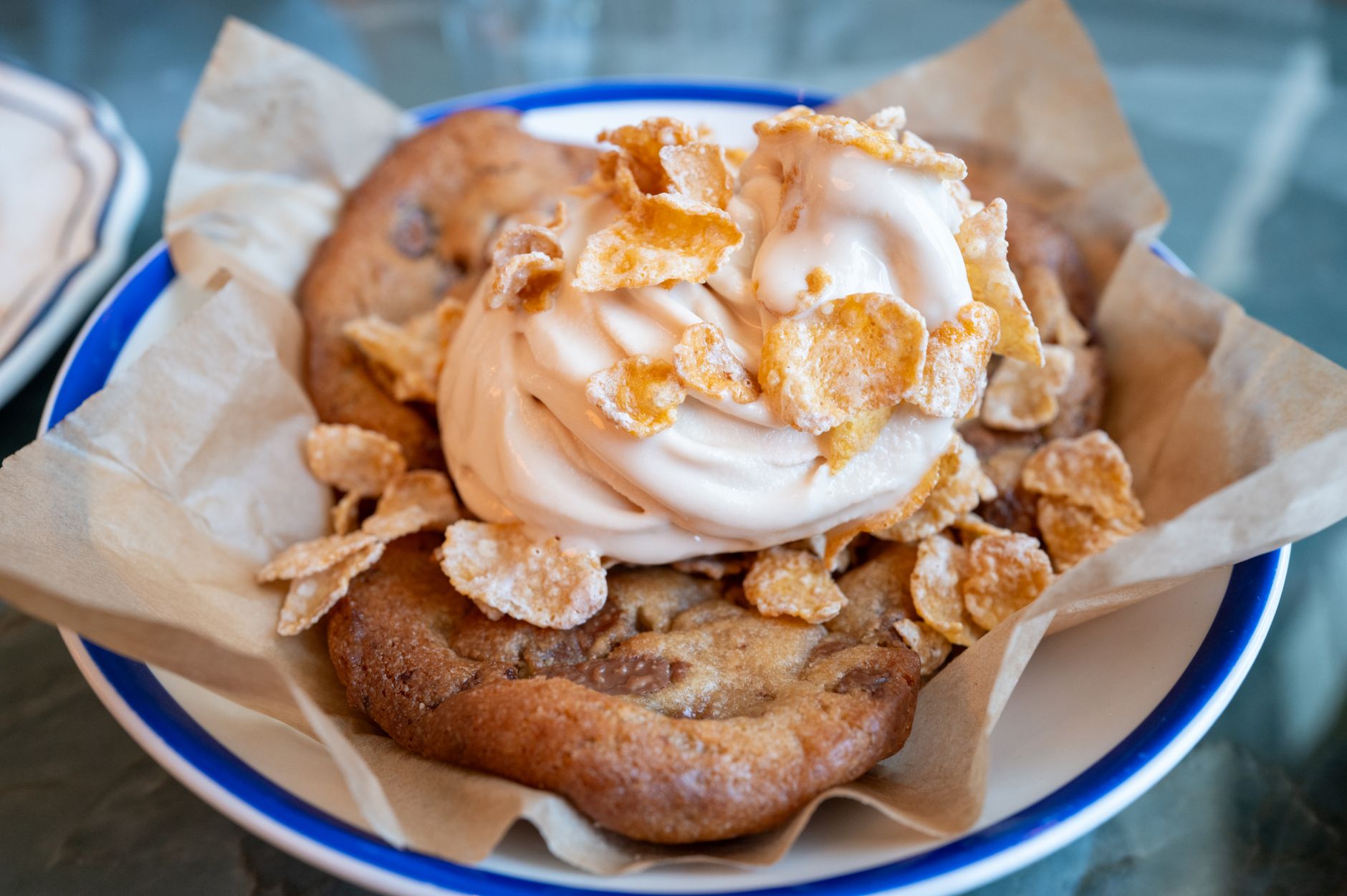 Skillet Cookie with Soft Serve & Corn Flakes