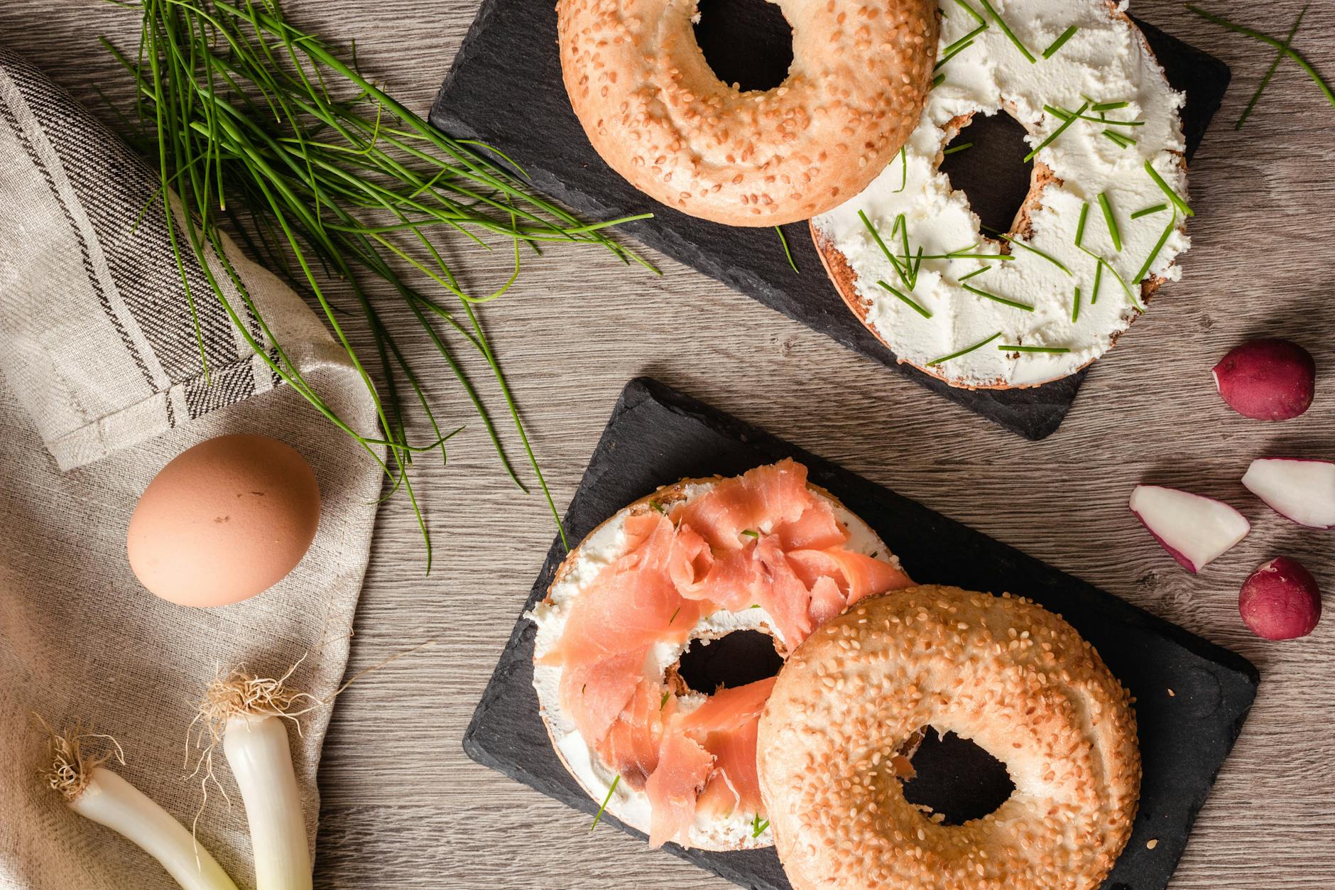 Smoked Salmon Bagel with Soft-Boiled Egg