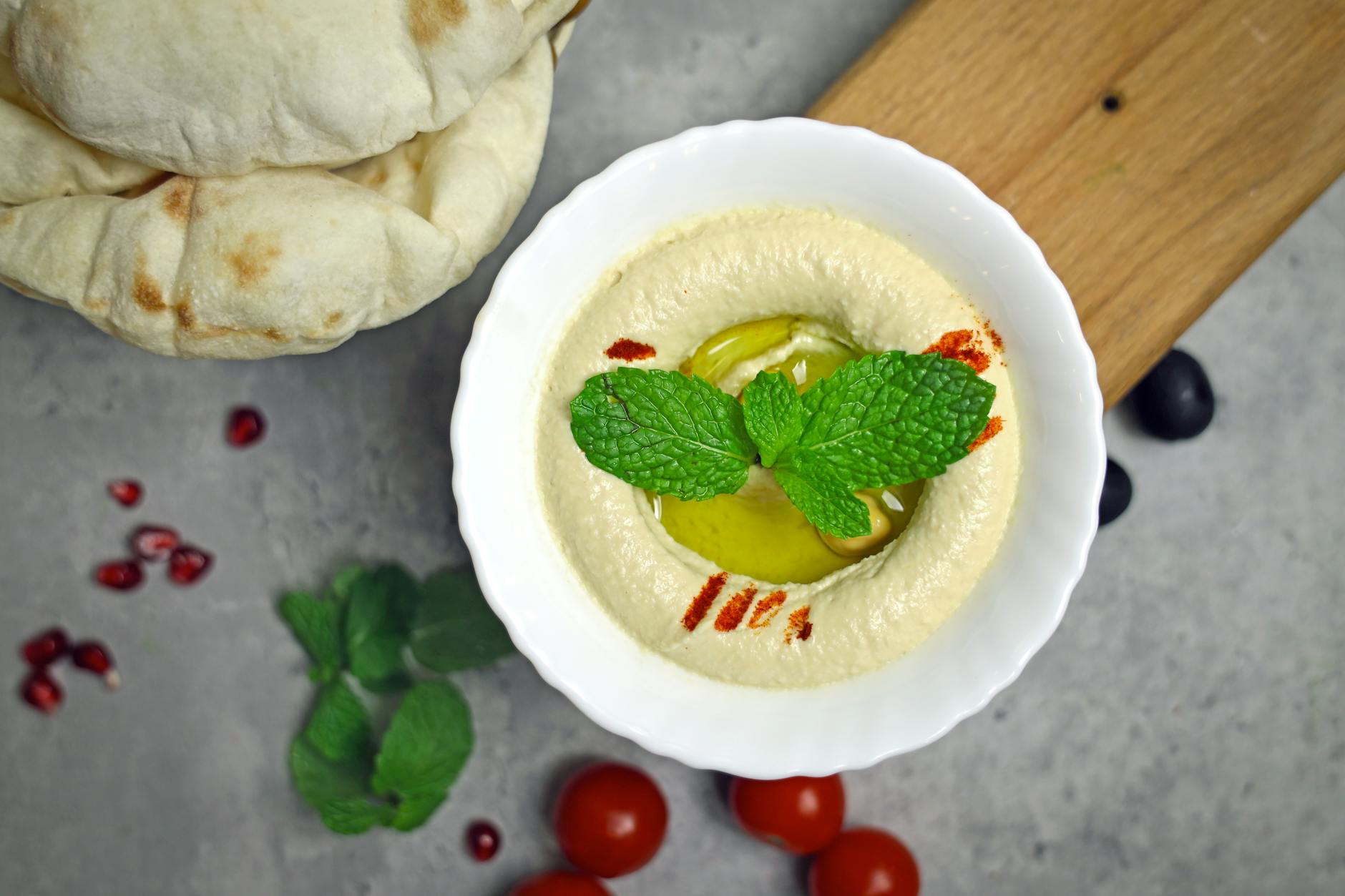 Smoky Eggplant Tahini Dip with Pomegranate