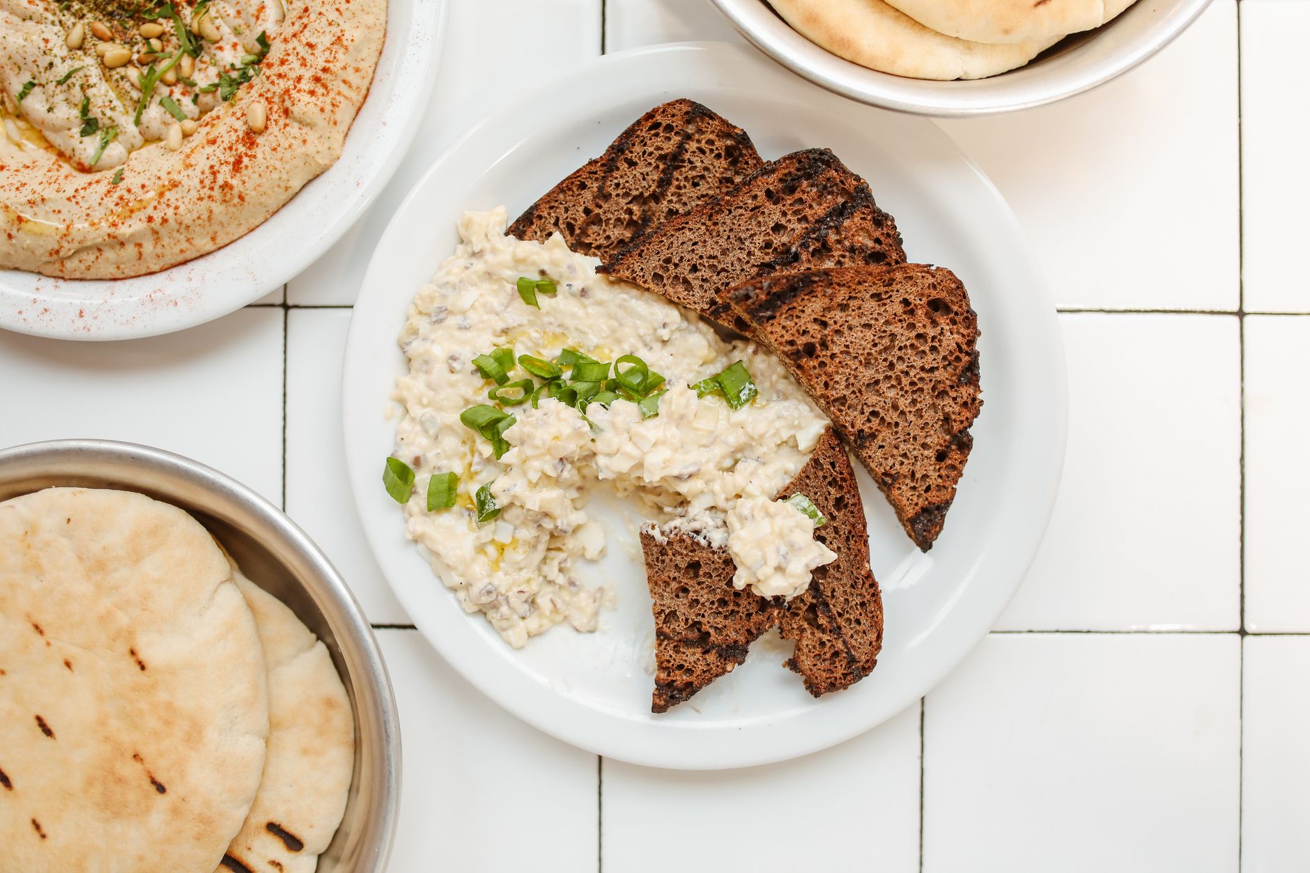 Smoky Tahini Moutabal with Pomegranate