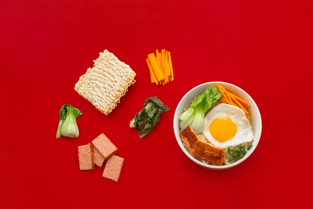 Spam & Egg Ramyeon with Crispy Veg