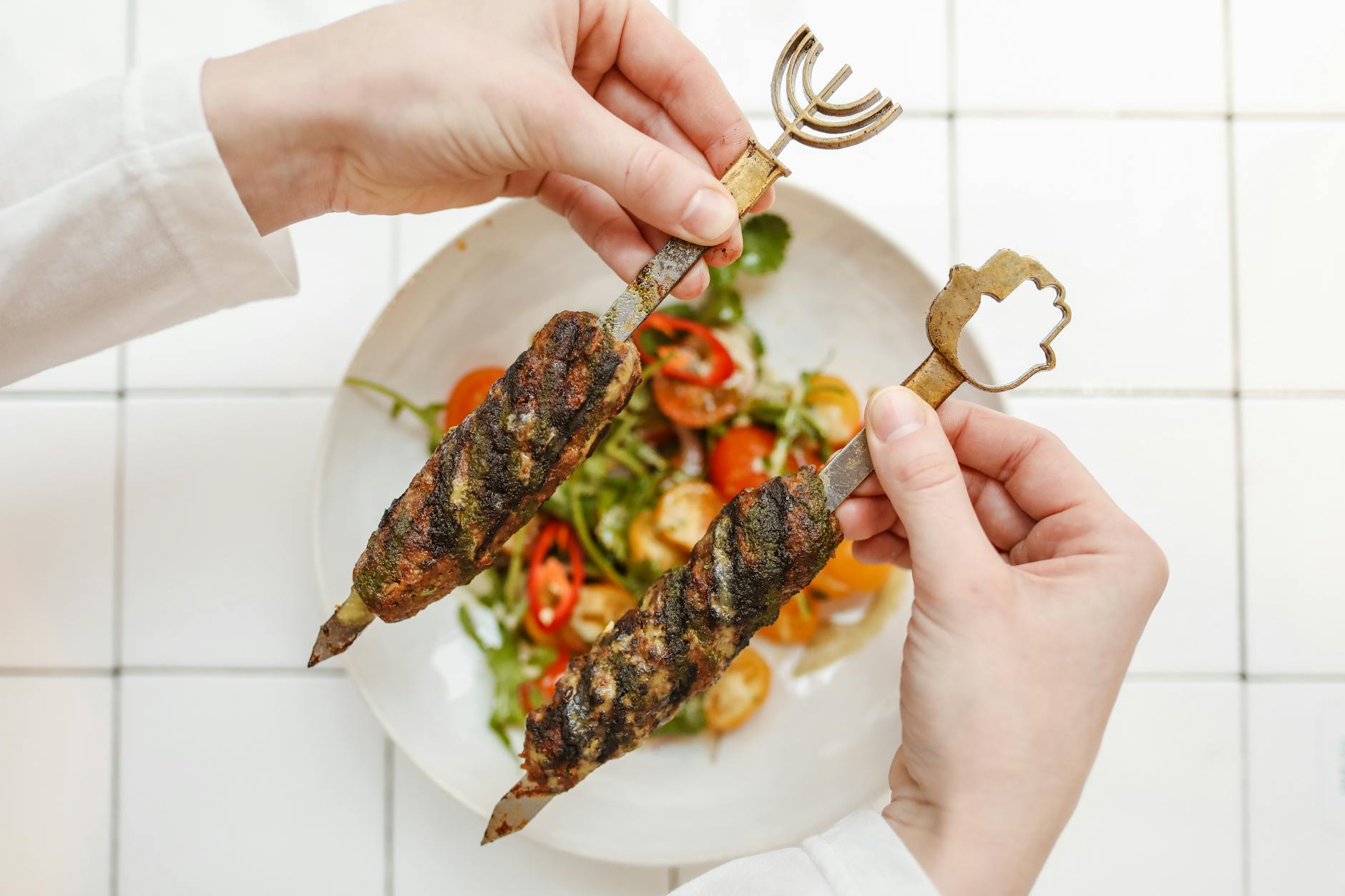 Spiced Beef Kofta with Arugula & Tomatoes