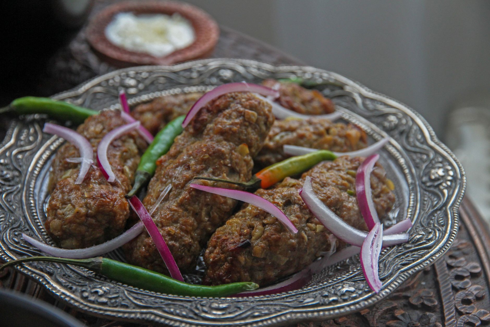 Spiced Lamb Kabab with Yogurt & Onions