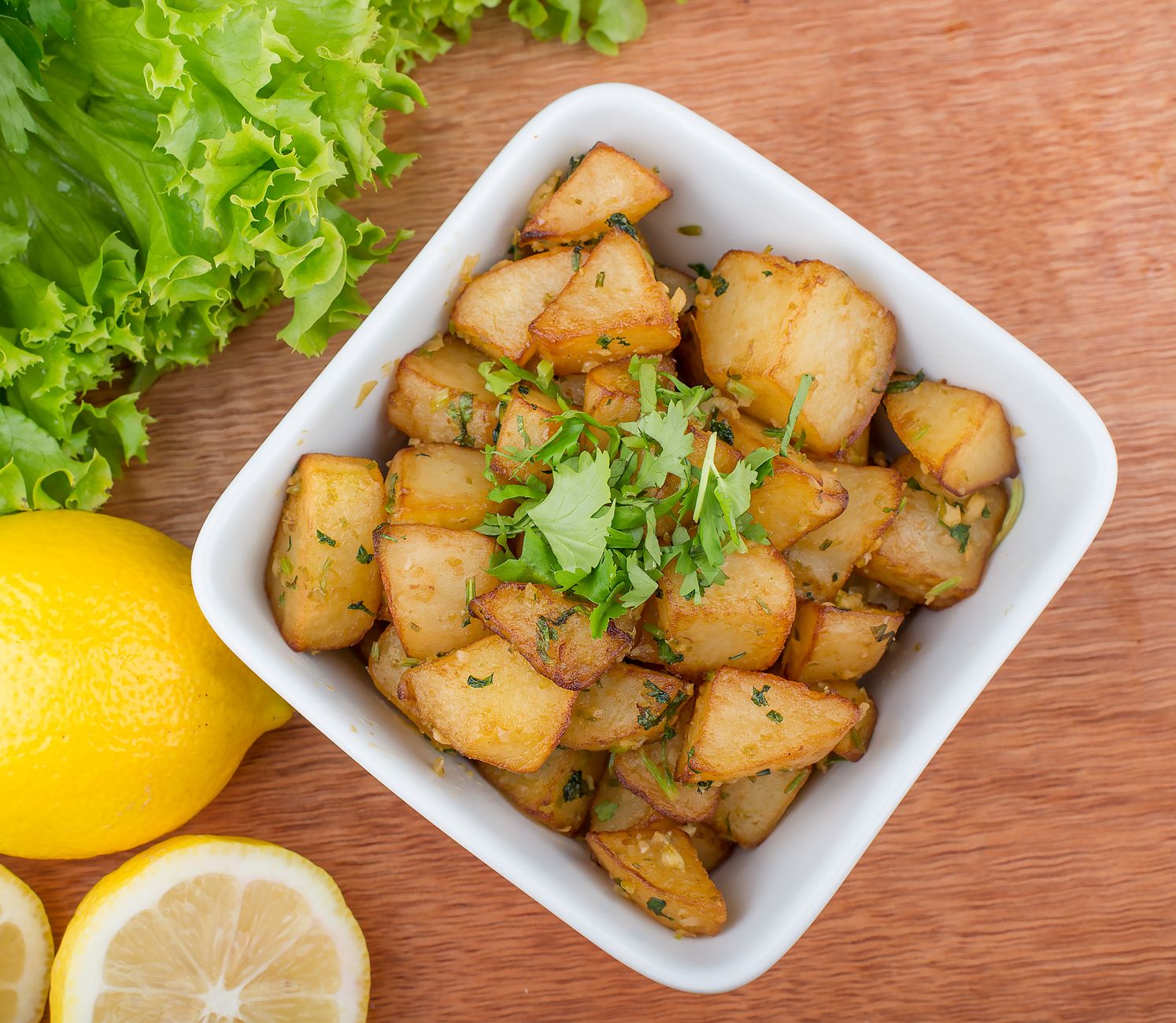 Spicy Batata Harra with Lemon & Lettuce