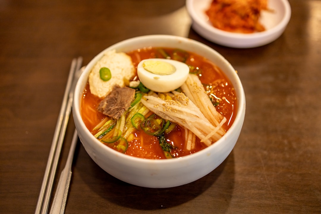 Spicy Cold Knife Noodles with Kimchi