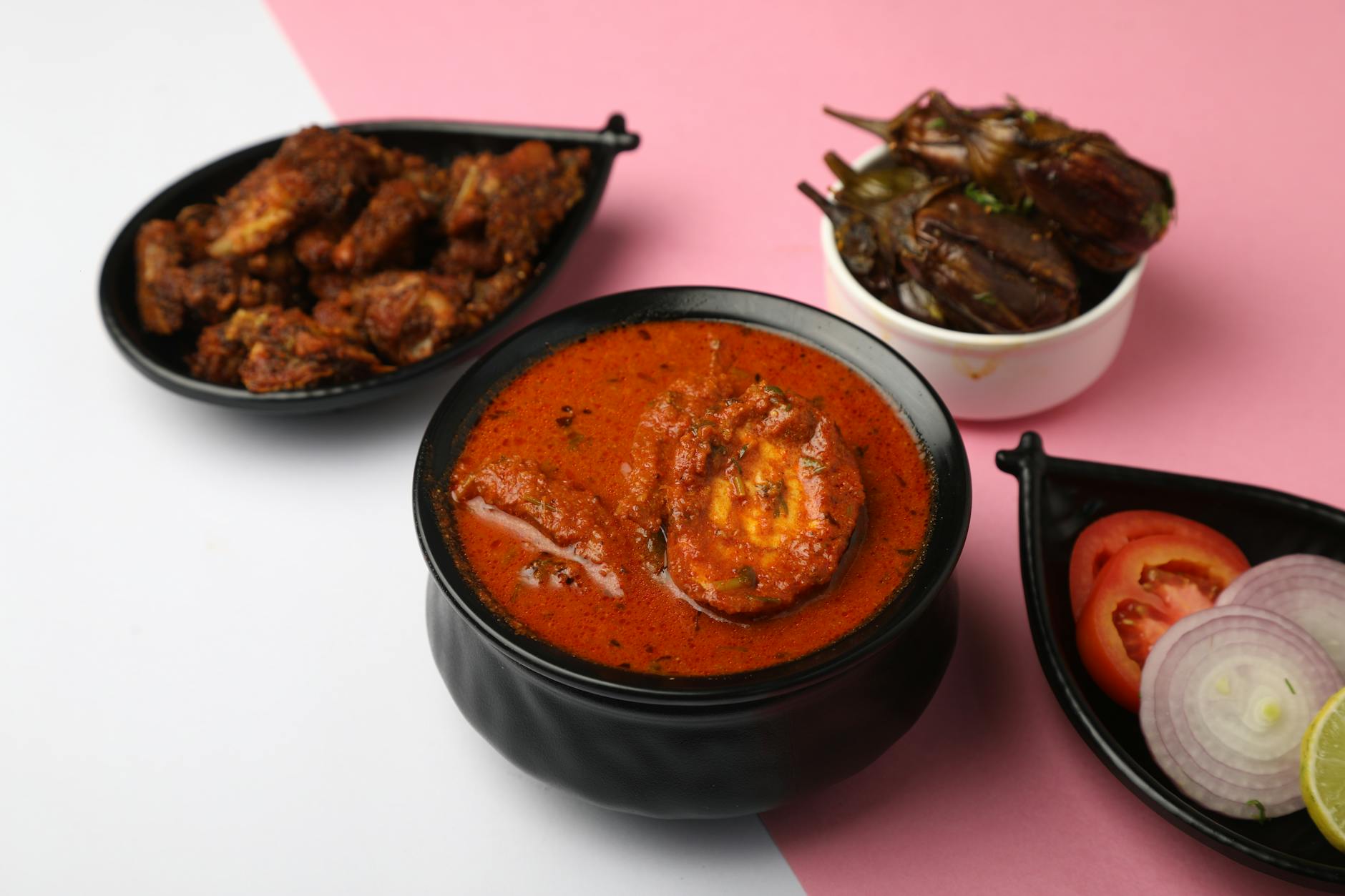 Spicy Kerala Egg Roast with Crispy Chicken