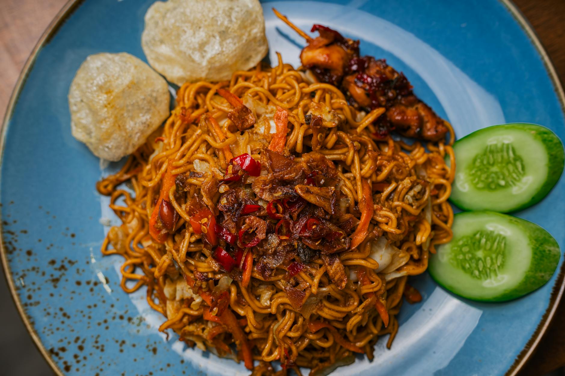 Spicy Mee Goreng with Crispy Chicken & Satay