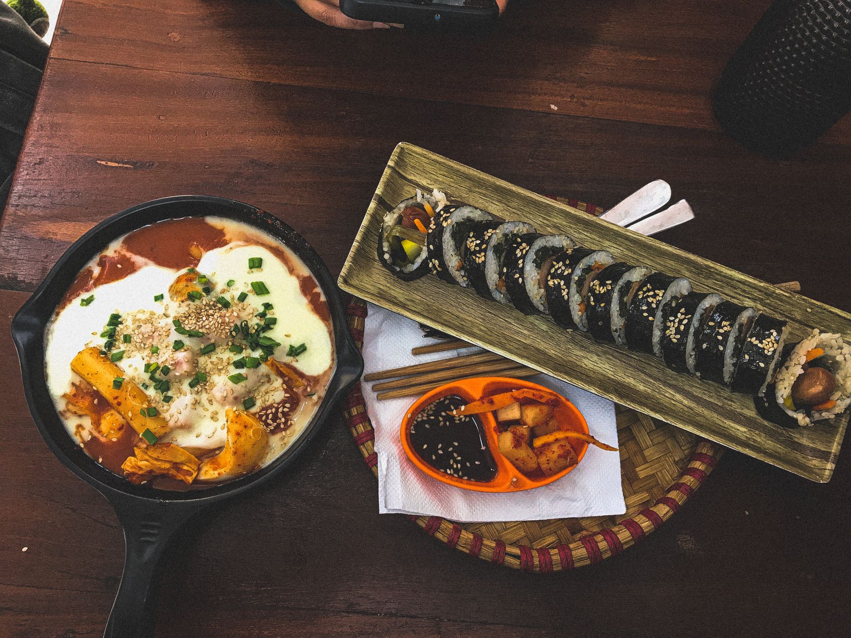 Spicy Tteokbokki with Gimbap & Kimchi