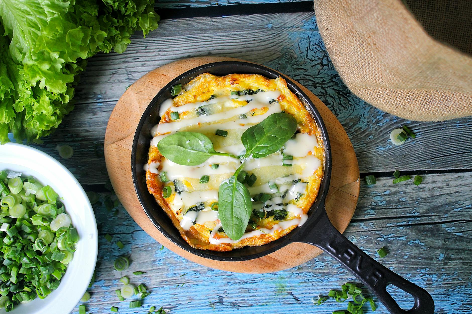 Spinach Feta Frittata with Green Onions