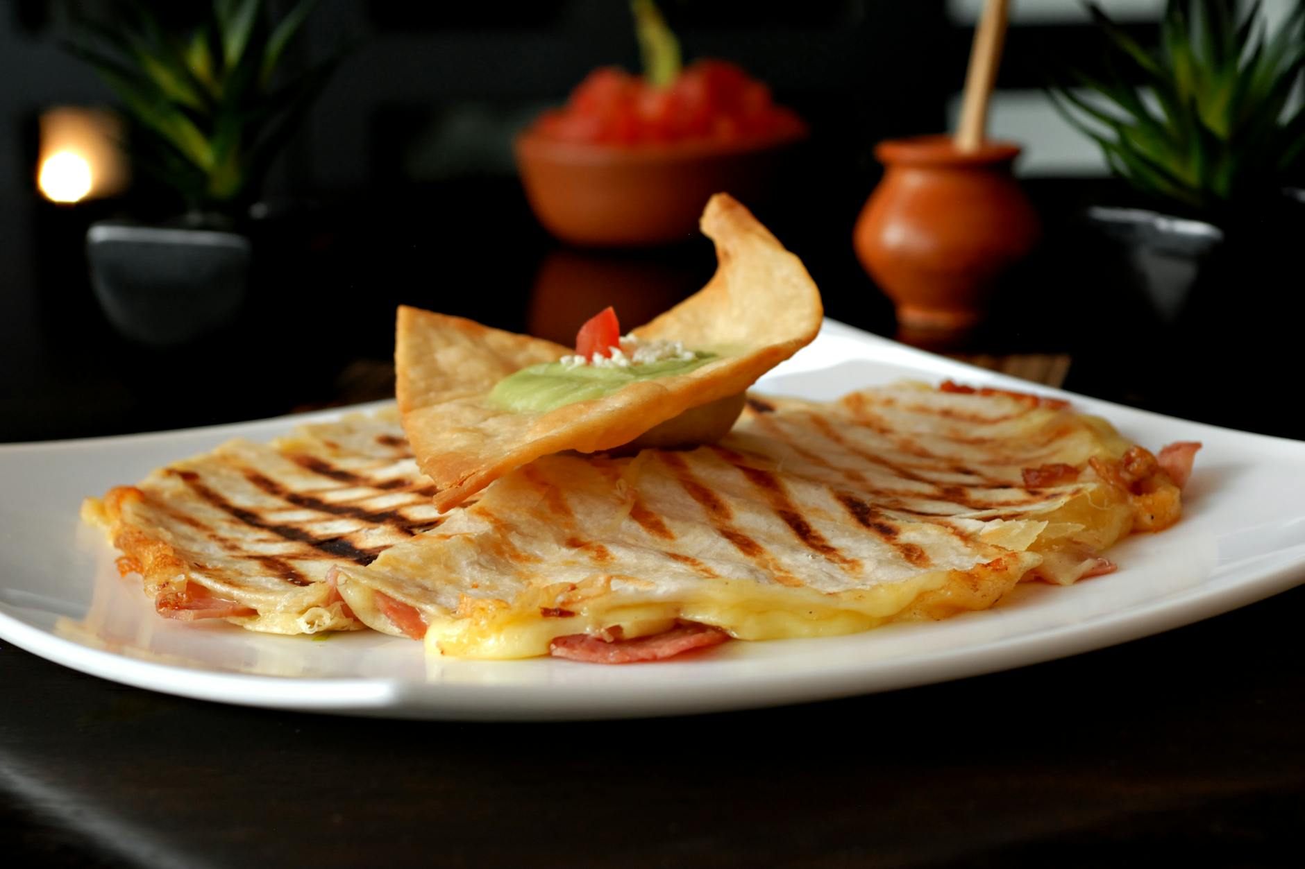 Squash Blossom Quesadilla with Guac & Salsa