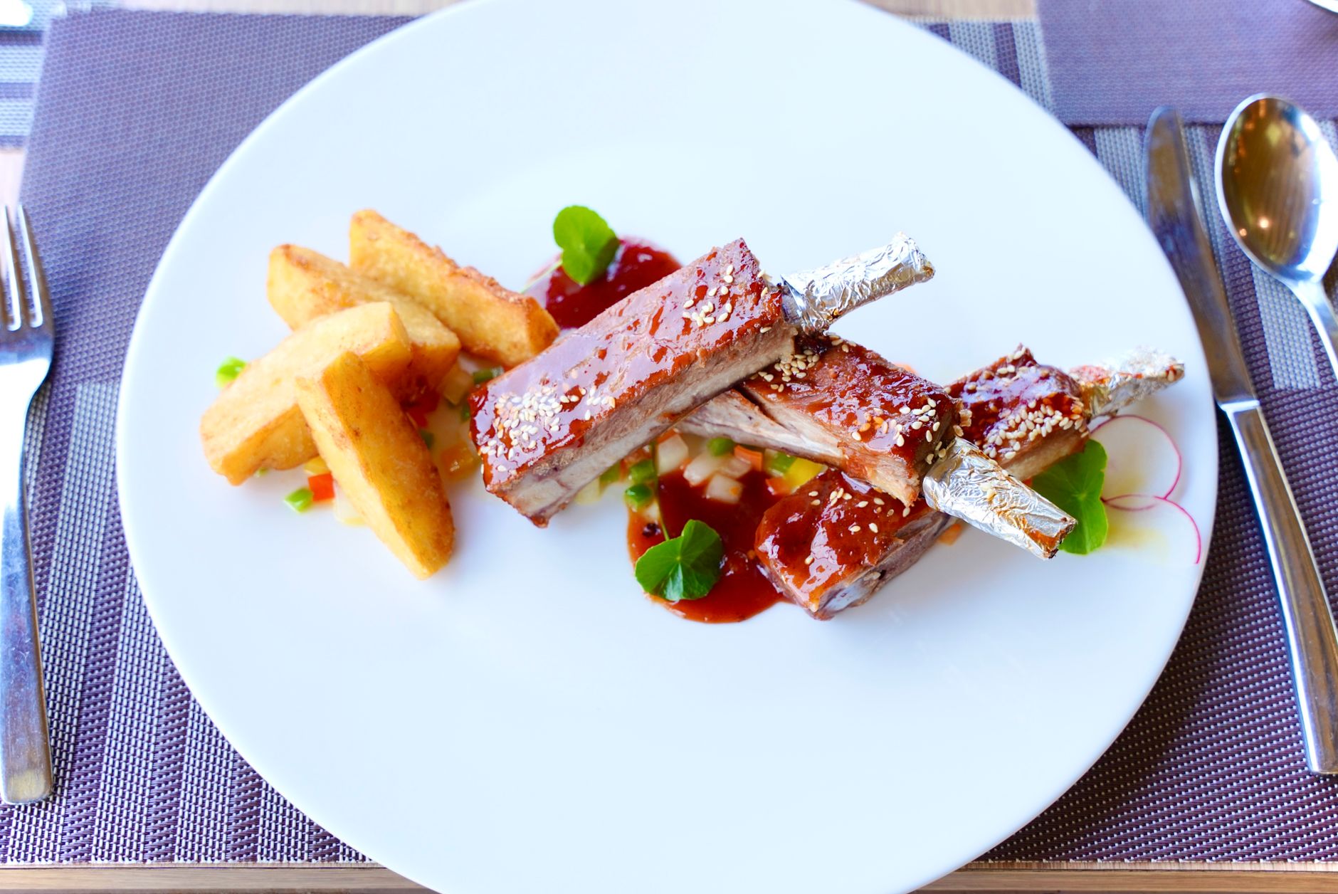 Sticky Hoisin Pork Ribs with Crispy Potatoes