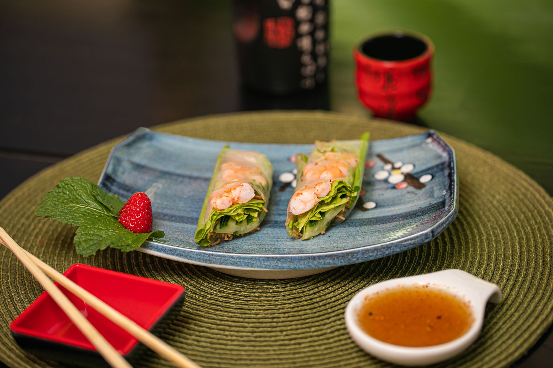 Strawberry & Herb Lettuce Wraps with Chili-Lime Sauce