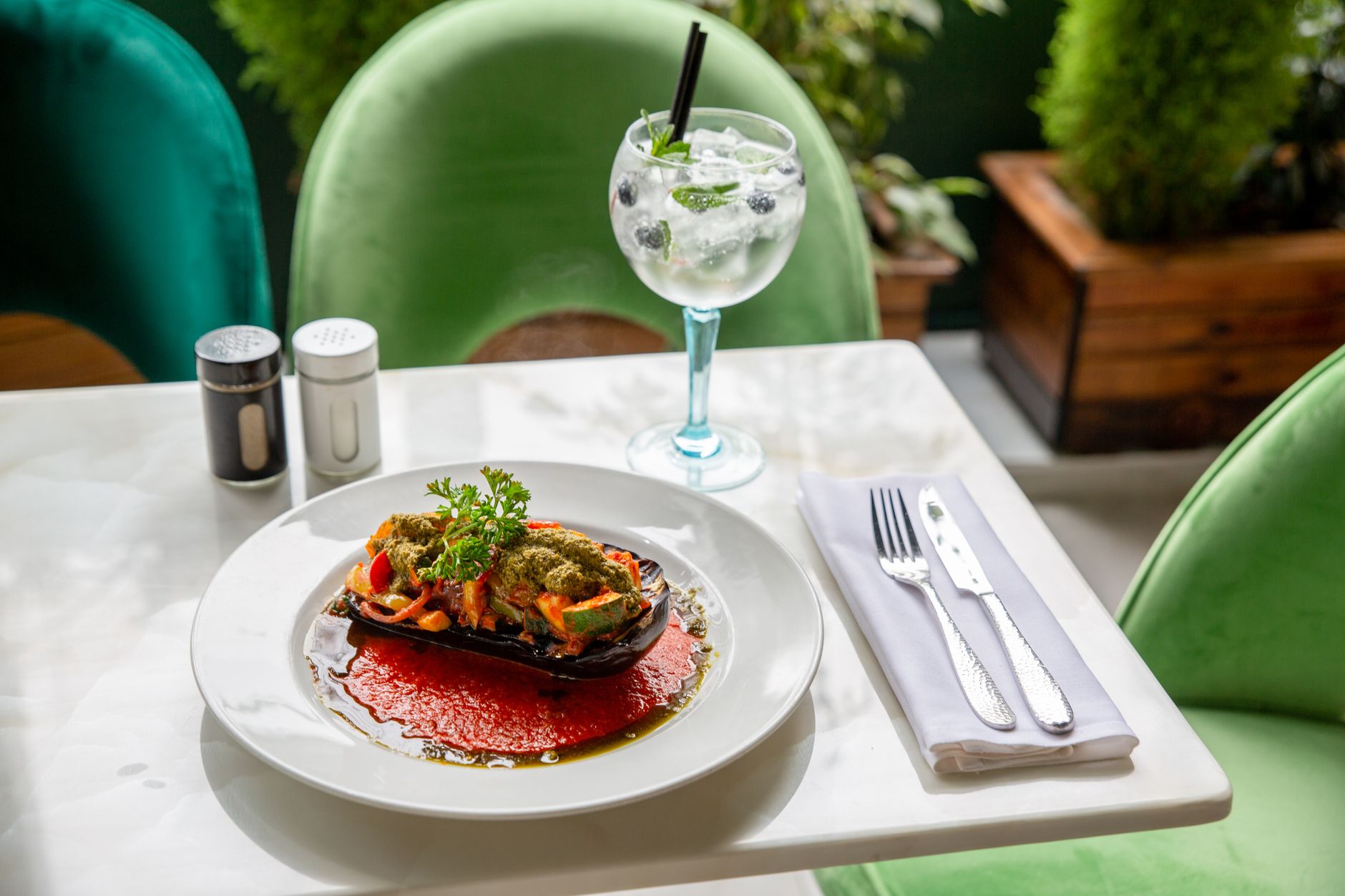 Stuffed Eggplant with Tomato & Herbs