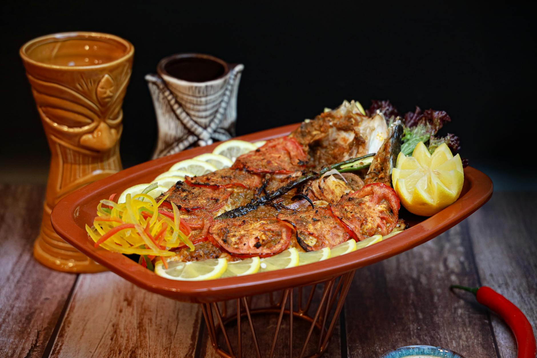 Tandoori Pomfret with Charred Lemon & Salad