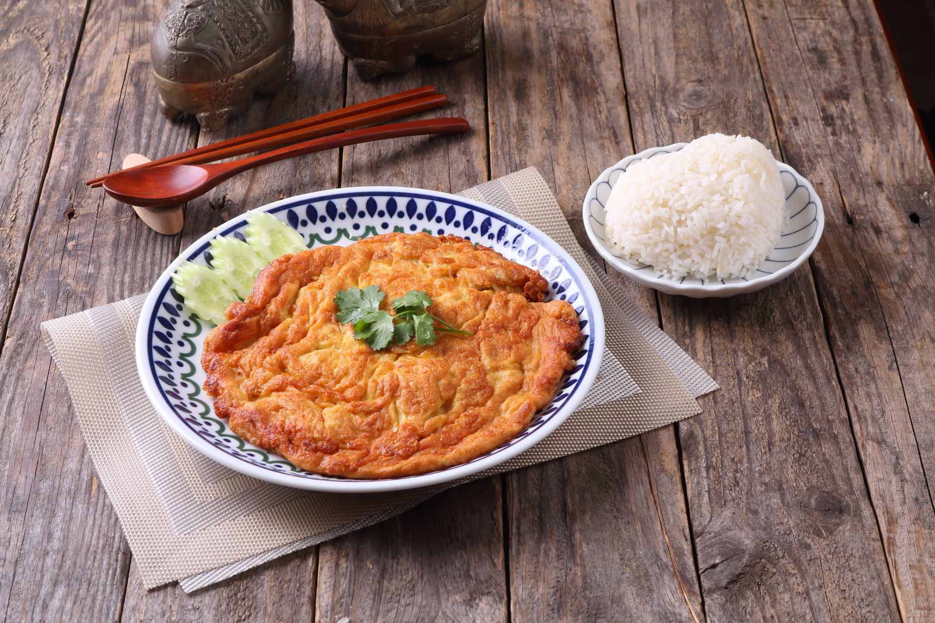 Thai Crab Omelette with Rice & Cucumber